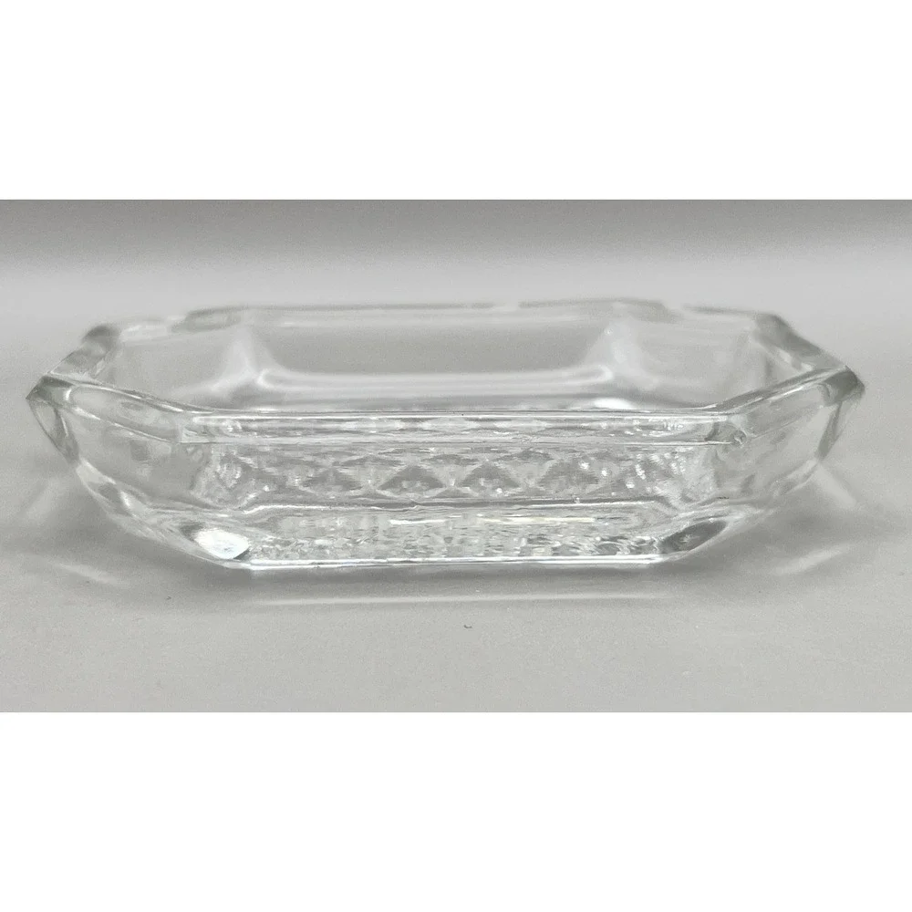Crystal Zajecar 24% Lead Crystal Leaf Dish‎ Diamond Cut Trinket Set Yugoslavia